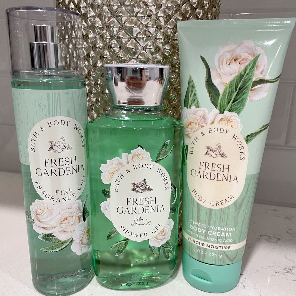 Bath & Body Works Fresh Gardenia Set - New Body Cream, Shower Gel and Mist Spray